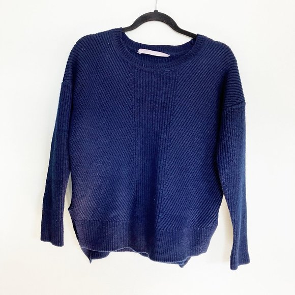 Athleta ribbed merino wool blend tunic sweater navy size small - Picture 2 of 8